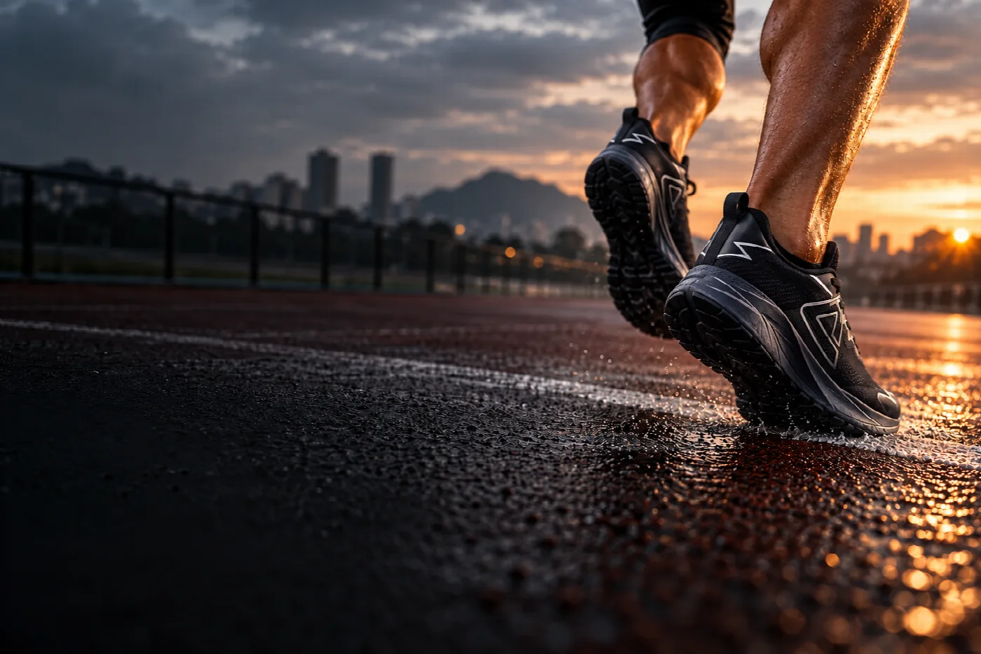 Chaussures de course sur une piste